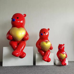 张占占pupu熊网红卡通兔子大摆件玻璃钢雕塑商场户外美陈装饰