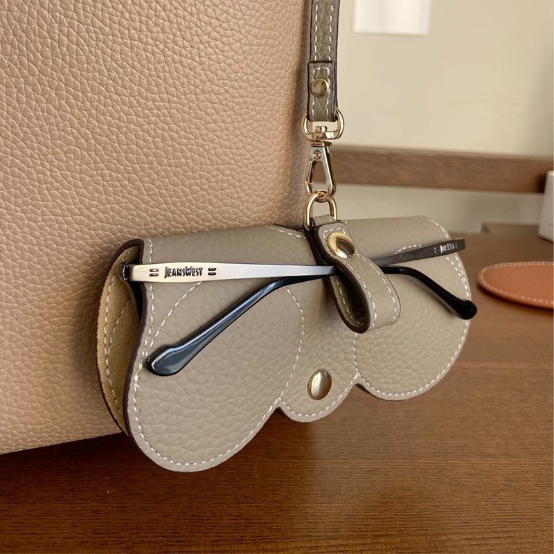 日本乐天太阳眼镜真皮收纳包女太阳眼镜盒眼镜夹保护套随身近视眼