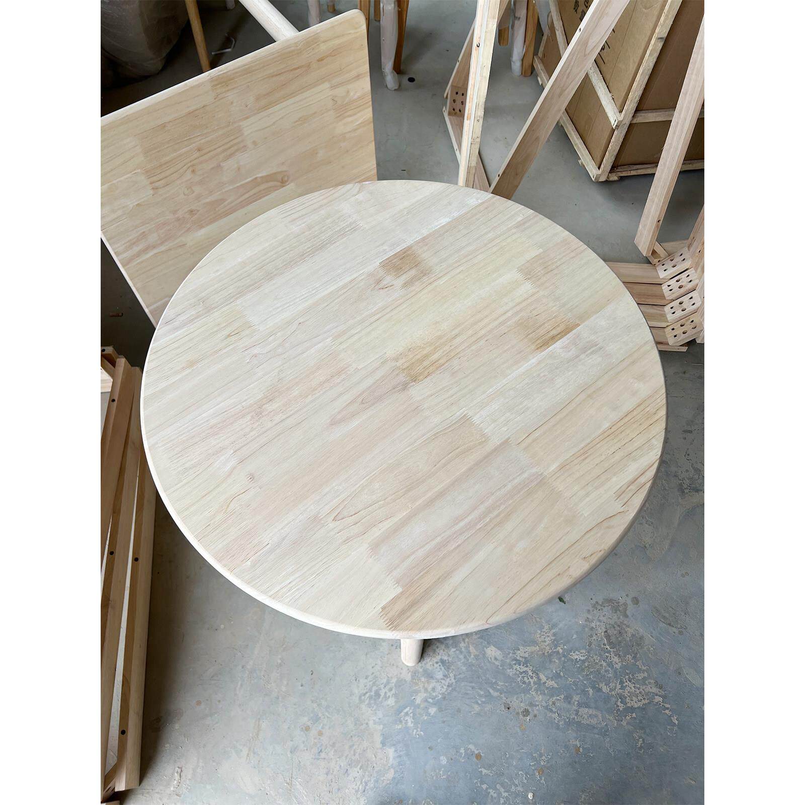 白胚实木圆桌饭桌樱桃木圆形餐桌DIY桌橡胶木家用商用圆餐桌
