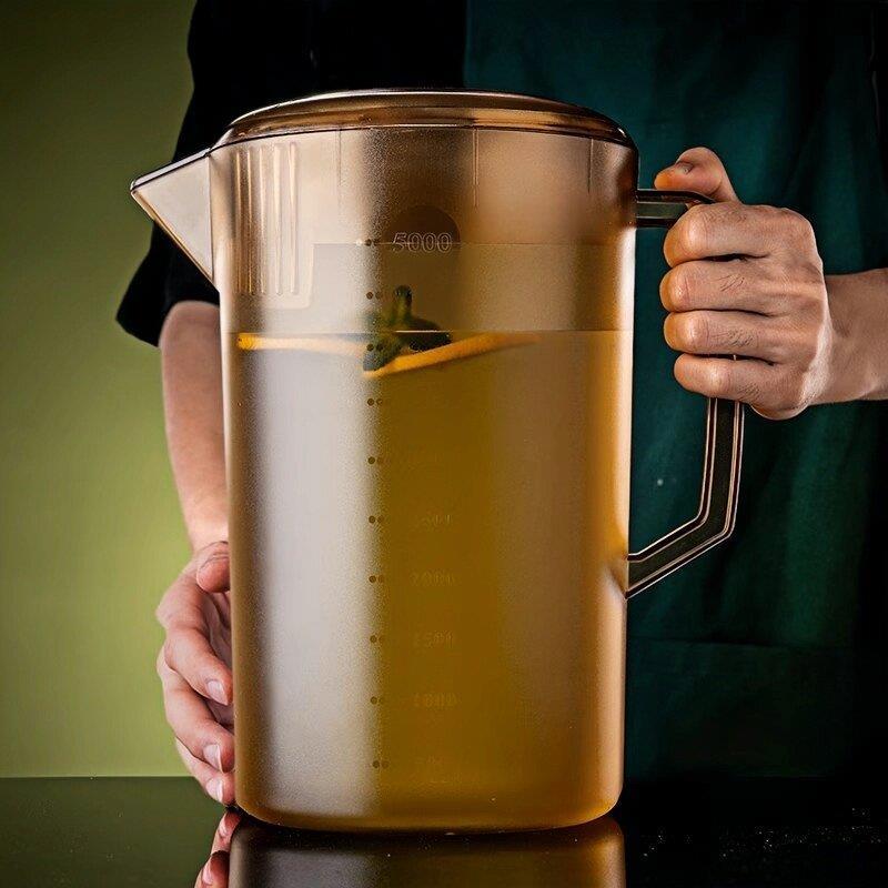 冷水壶家用耐高温塑料凉水杯大容量扎壶奶茶店专用量杯带刻度茶桶