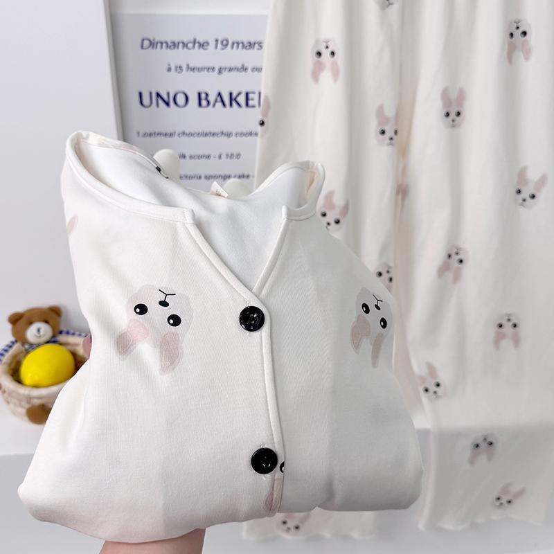 带胸垫月子服春秋夏纯棉哺乳孕妇睡衣孕期产后哺乳家居服吸汗透气