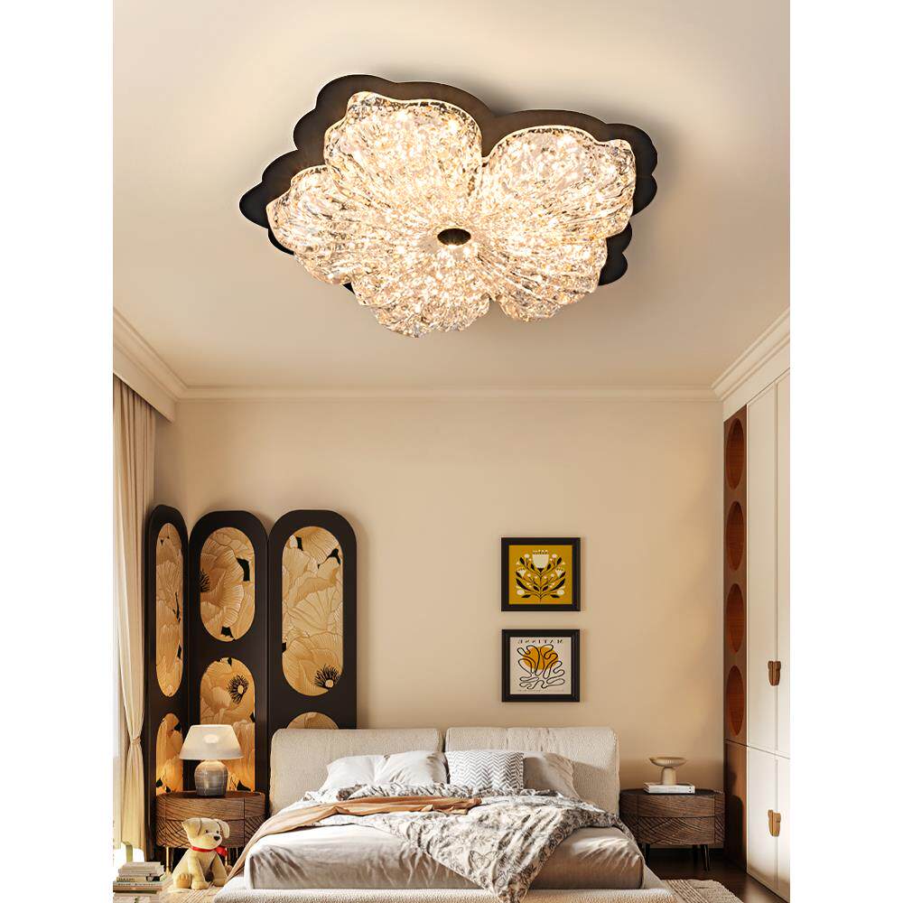 金箔花瓣卧室灯，彷古风格吸顶灯，法式覆古无障碍豪华护眼花主卧