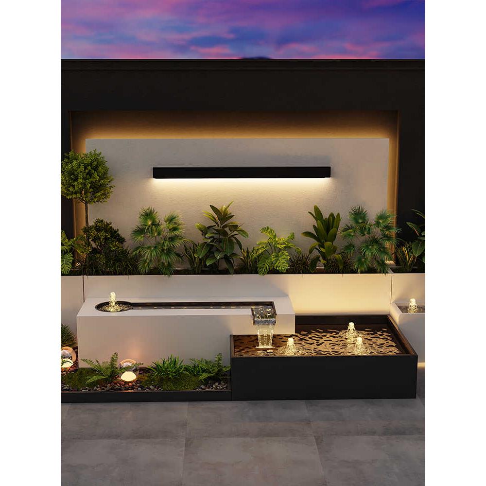 304不锈钢流水摆件庭院鱼池造景围栏隔断屏风坐凳花箱组合定制