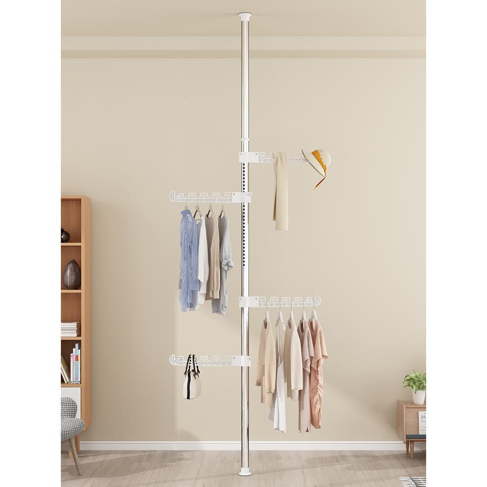 顶天立地晾衣杆家用落地衣帽架室内阳台晾晒挂衣架免打孔伸缩衣架