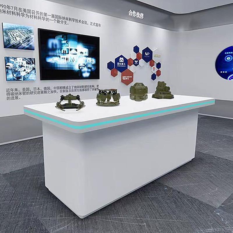 公司展厅展示台科技烤漆门窗样角中岛手机店体验桌无人机发光展柜