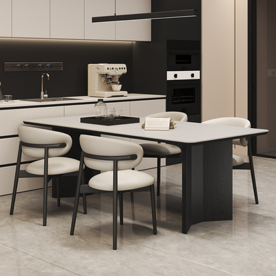 2025年新款实木脚岩板餐桌