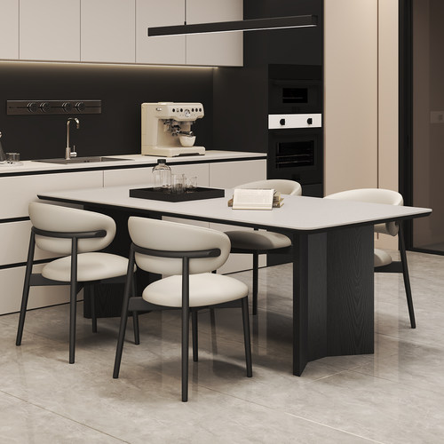 2025年新款实木脚岩板餐桌