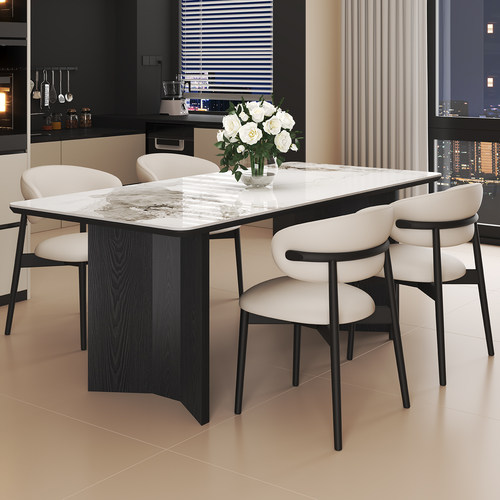 2025年新款实木脚岩板餐桌