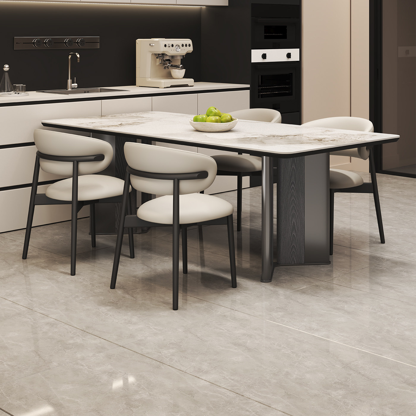 帅呆实木餐桌椅组合现代简约轻奢小户型家用长方形意式极简吃饭桌,住宅家具,岩板餐桌,淘宝优惠券,粉丝福利购,淘宝优惠卷