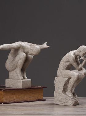 思想者沉思者思考艺术品工艺礼品摆饰家居装饰品雕塑古铜色人物创