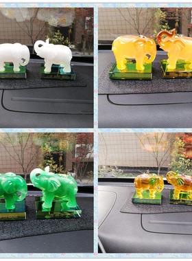 迷你网红汉白玉大象摆件 一对小象艺术品 对象 汽车饰品 貔貅