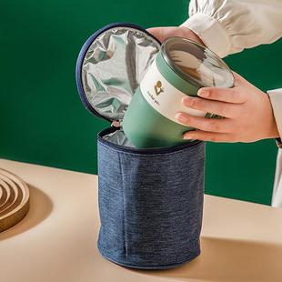 焖烧杯汤杯保温袋加厚手提铝箔袋带餐包小便当带圆形保温桶便当包