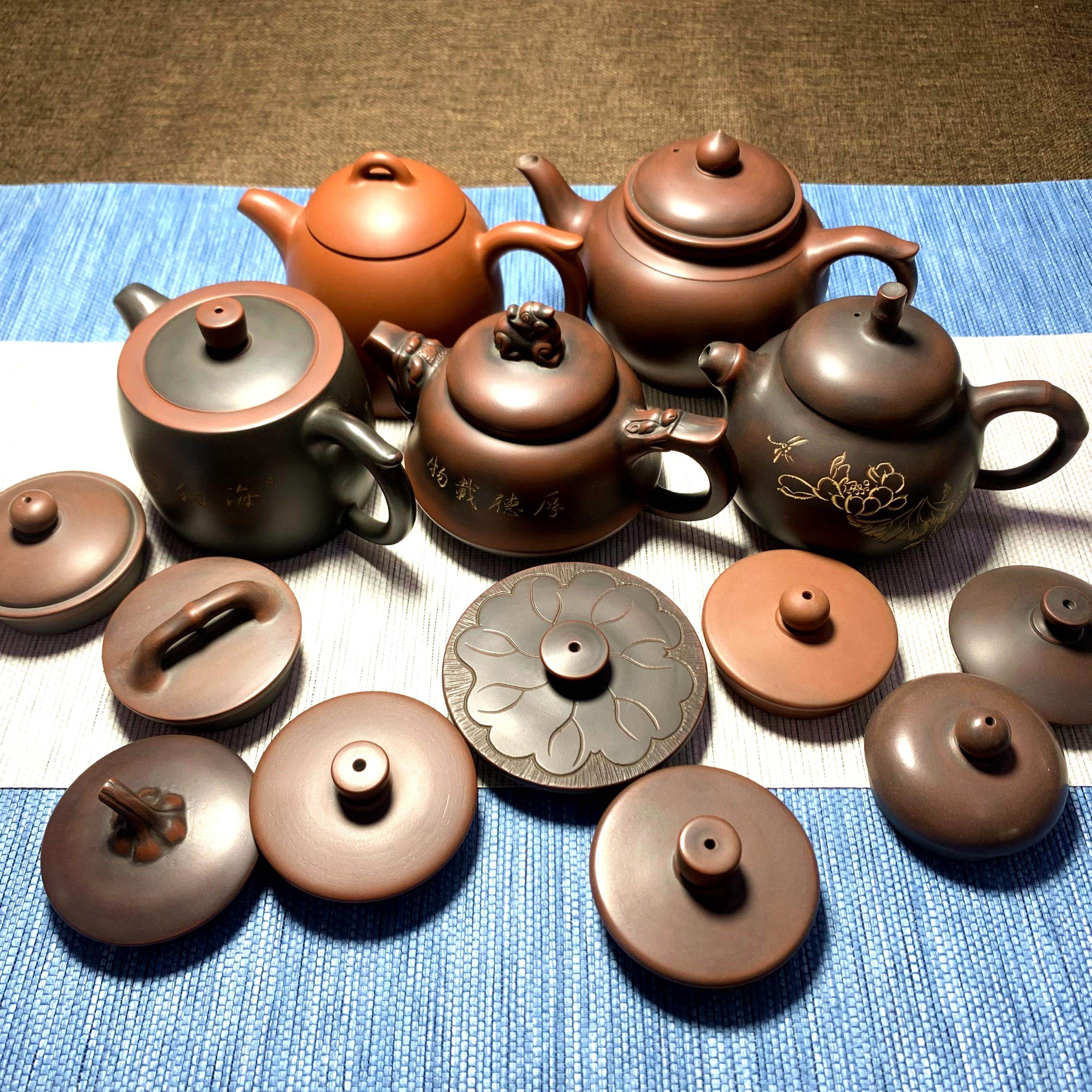 坭兴陶茶壶 茶杯 茶具 配壶盖 破损 修覆 修补 裂痕 广西钦州