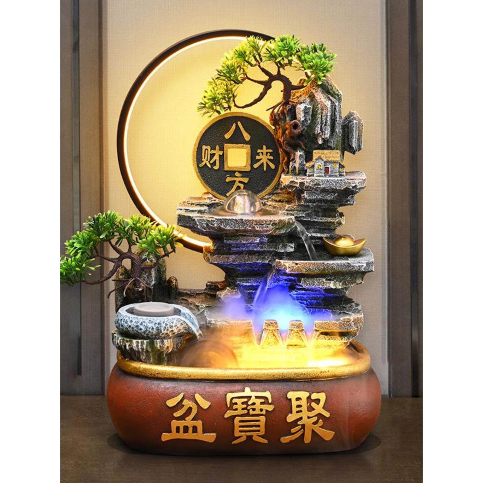 假山流水喷泉客厅循环水景观招财风水轮办公室生财桌面加湿器摆件,家居饰品,流水摆件,淘宝优惠券,粉丝福利购,淘宝优惠卷