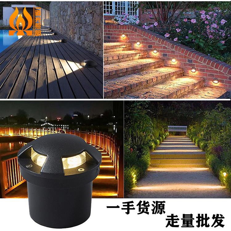 led透光埋地灯侧面发光地埋灯墙角灯偏光台阶灯3瓦9W四面出光防水