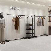 服装 店女装 店挂衣架黑色铁艺货架展示架落地衣服置物架陈列架组合