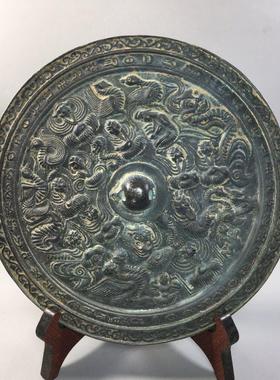 纯铜大号仿古做旧青铜镜老镜子工艺品摆件玄关卧室装饰品影视道具