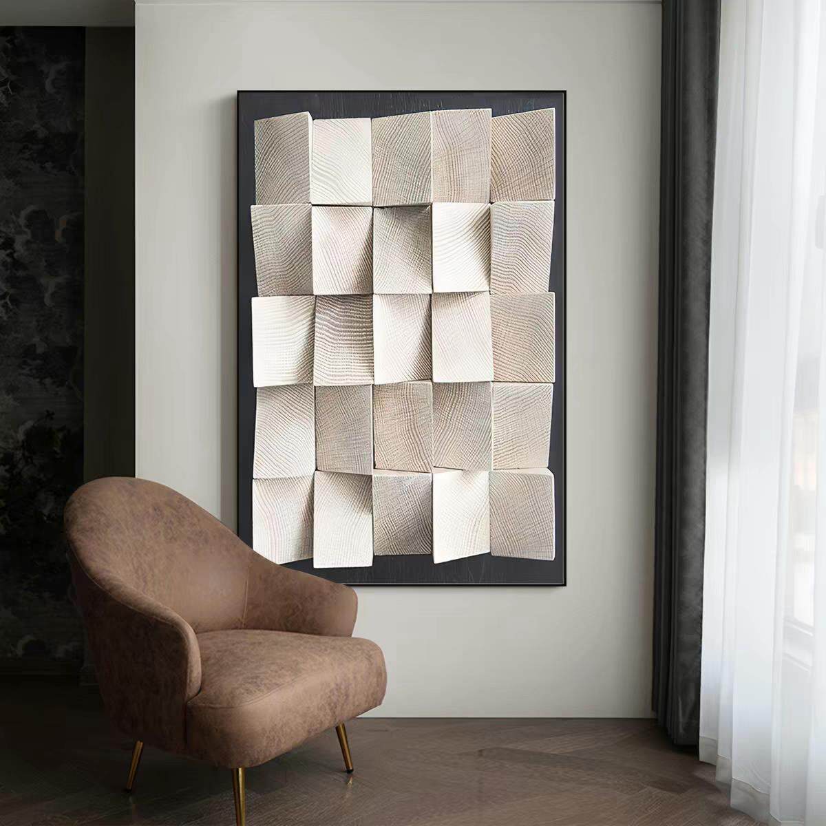 3D立体感装饰画现代极简客厅背景墙落地画轻奢餐厅几何图案挂画竖