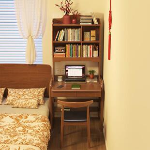 小型实木书桌书架一体桌卧室单人学习桌70cm儿童电脑桌床边书桌