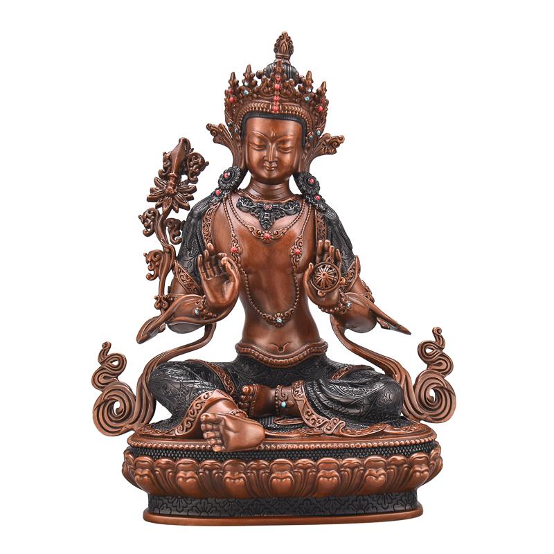 盛凡黄铜虚空藏菩萨藏传密宗佛像彷尼泊尔工艺品属虎家居佛堂摆件