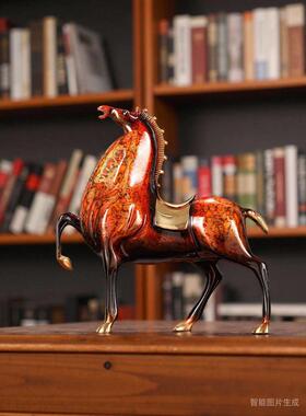 全铜马摆件大漆工艺品马到成功将军马办公室客厅装饰乔迁开业礼品