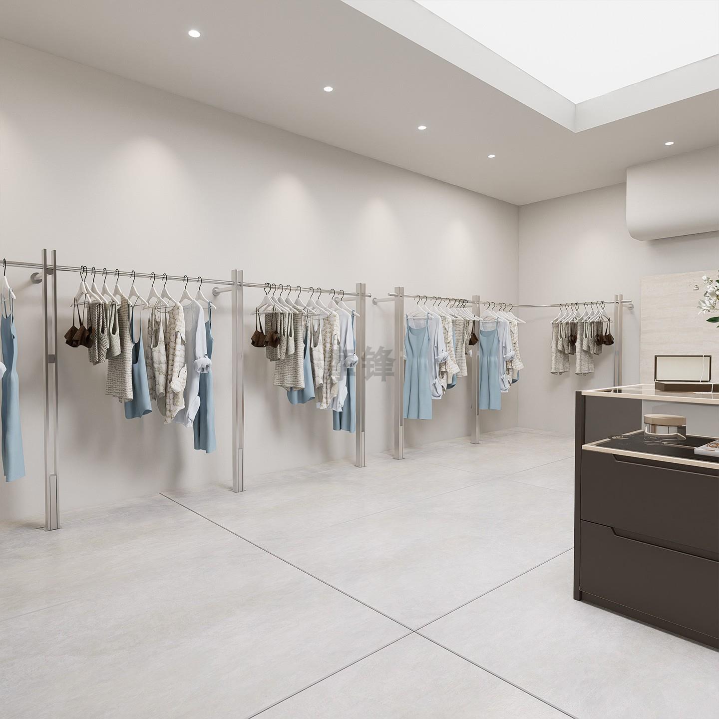 服装店上墙壁挂式展示架网红女装店挂衣架不锈钢侧挂挂衣杆可定制