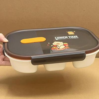 陶瓷分格饭盒带盖微波炉可加热餐盘密封大容量保鲜餐盒便当午餐盒