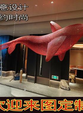 不锈钢鲸鱼雕塑大型镂空海豚网格编织海洋动物悬挂动物装饰摆饰