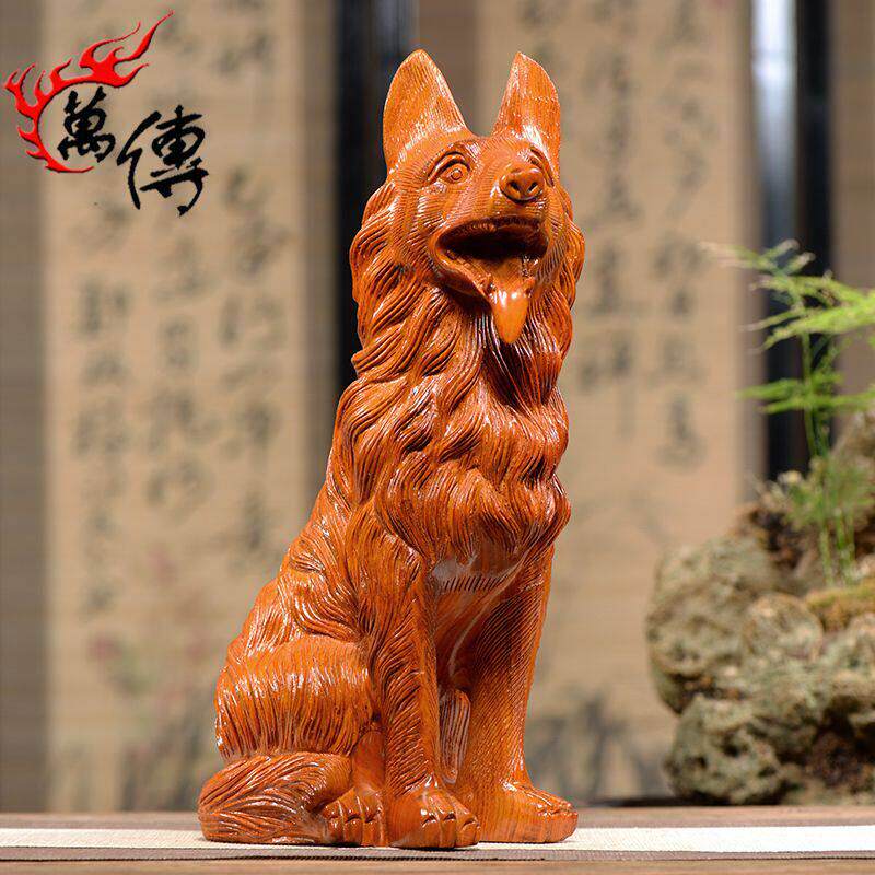 花梨木雕狗摆件大号根雕狼狗十二生肖红木工艺品实木质雕刻礼品