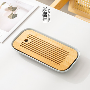 茶海功夫茶具小茶台托盘茶托 简约茶盘小型家用陶瓷干泡盘储水式