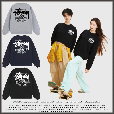 瑞斯图西卫衣STU城市限定系列纽约字母印花圆领卫衣纯棉上衣美式