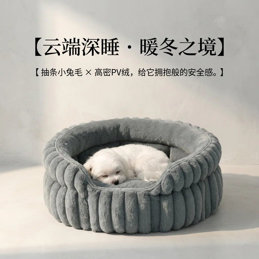 日本仿兔毛狗窝冬季保暖猫窝猫咪窝小型犬狗窝加厚狗窝狗床宠物床