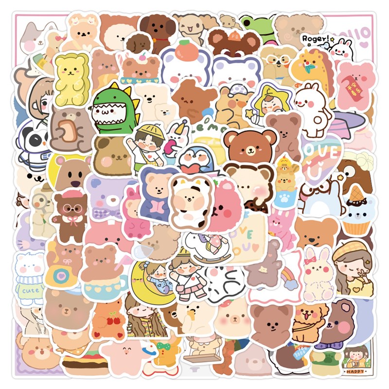 500 cute carktoon character ledger stickers行李箱贴纸高级感
