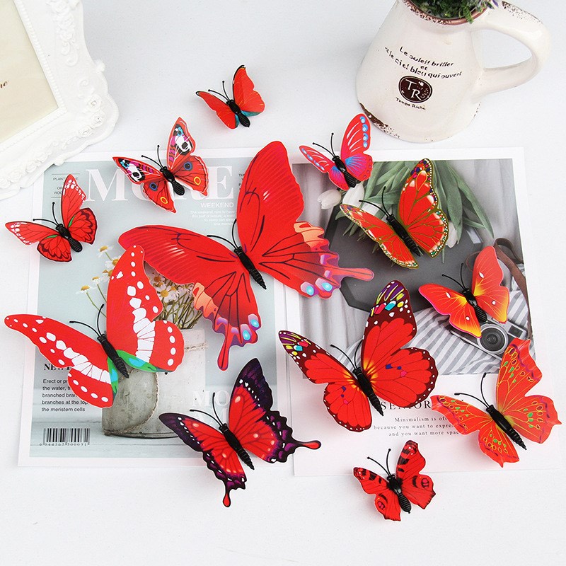 12PCS Housge Decoration Stereo Butterflies Refrigerator ers