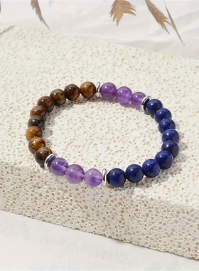 无卡片temu速卖通TK跨境爆款手链紫水晶青金石虎眼石手链源头