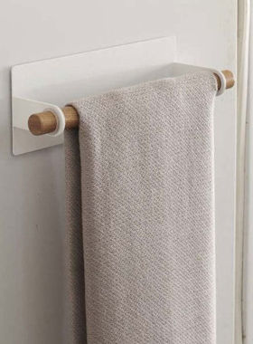 日本家居日式毛巾架 白色木质小清新吸磁铁磁性冰箱上挂毛巾收纳