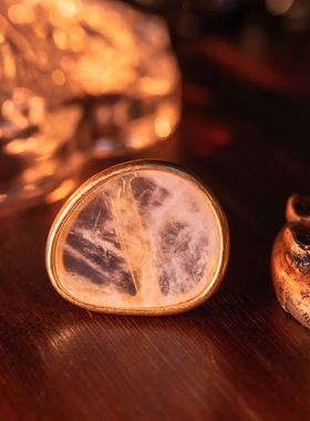 青岛vintage 中古欧美小众设计师秀款开口水晶石气质款戒指女