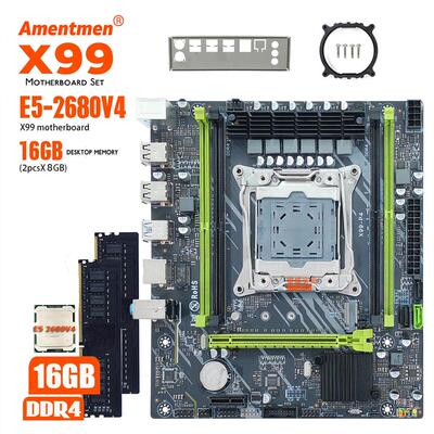 入仓全新X99主板2680V4 带2条8G PC/REG 内存台式电脑套装