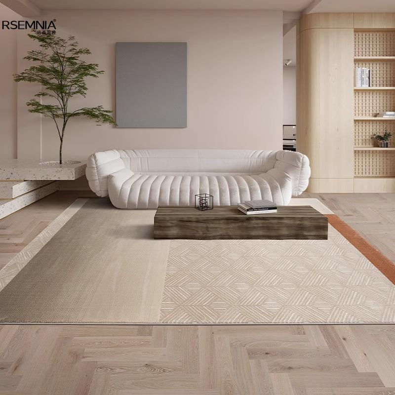 地毯客厅茶几毯2024年新款现代简约几何线条图案奶油高级轻奢卧室