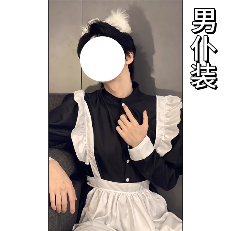 Cosplay男仆装三件套cos全套漫展男佣Lolita大码女仆装男娘女仆装