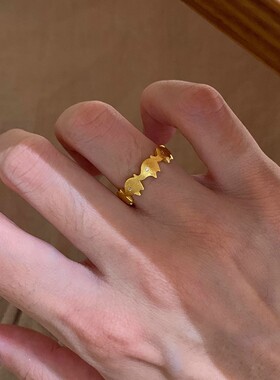 小红书同款吉象点钻拉丝食指戒
