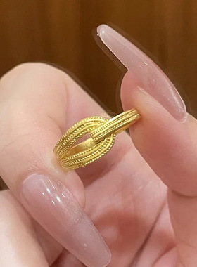 小红书爆款古法马鞍戒指黄金色简约马蹄扣时尚轻奢高级感百搭指环