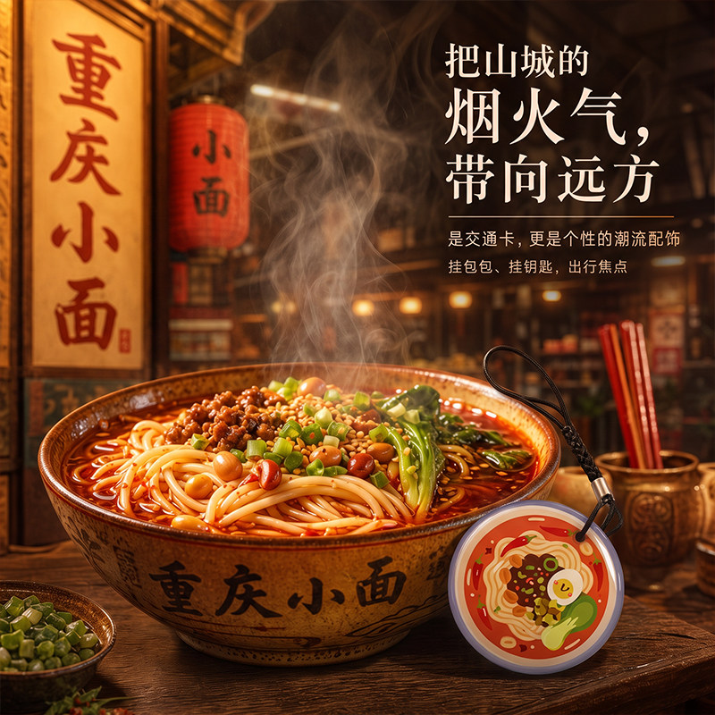 重庆小面美食挂件异形滴胶交通卡图片