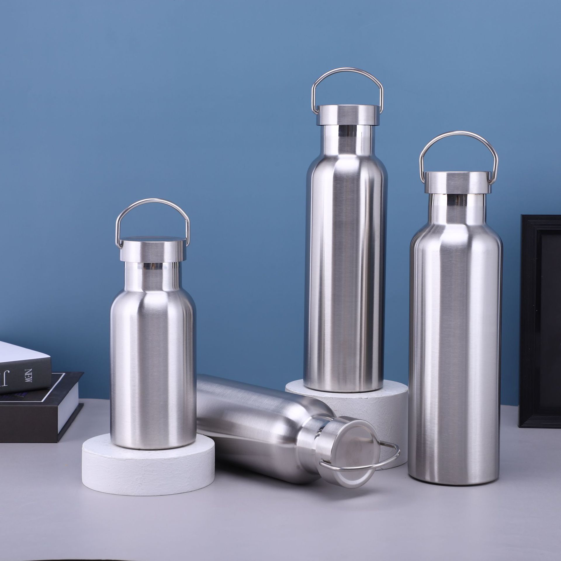 304美式大口双层真空运动水壶不锈钢保温杯手提登山旅行壶