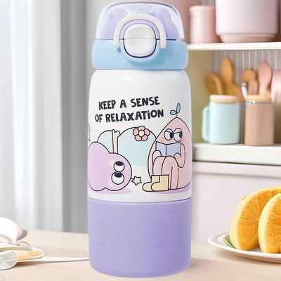 儿童保温杯304不锈钢学生专用水杯大容量带吸管高颜值手提水壶