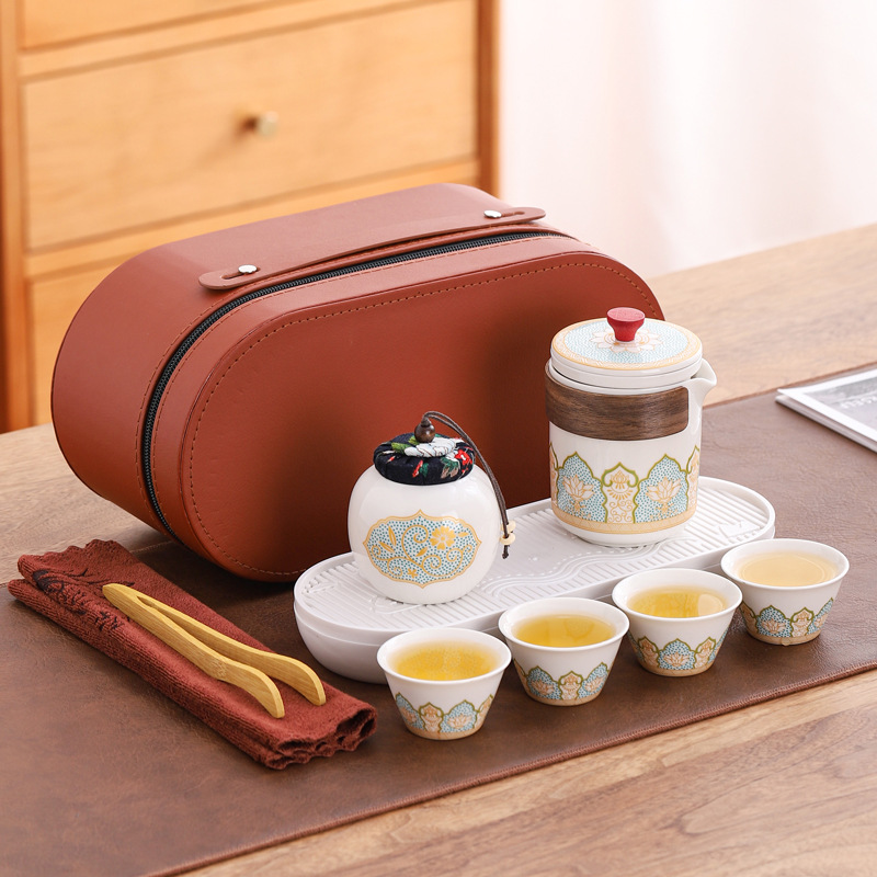 旅行功夫茶具小套装式户外露营喝茶装备礼品陶瓷泡茶壶快客杯