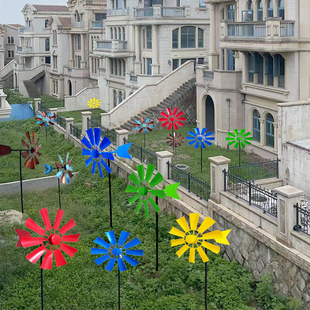 欧式户外铁艺风车爬藤架花支架花园庭院插土装饰地插阳台布置造景