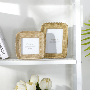 轻奢欧式创意金色456寸8寸相框摆台客厅床头柜化妆桌面装饰品摆件