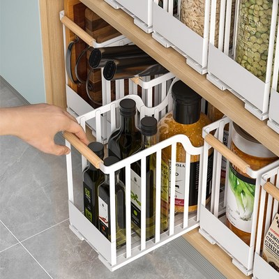 抽拉式调料置物架极窄柜超深橱柜拉篮内置厨房抽屉式夹缝收纳柜