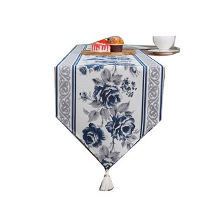 桌旗古典刺r绣流苏桌旗餐桌布艺茶几装 跨境新中式 饰床旗一件代发